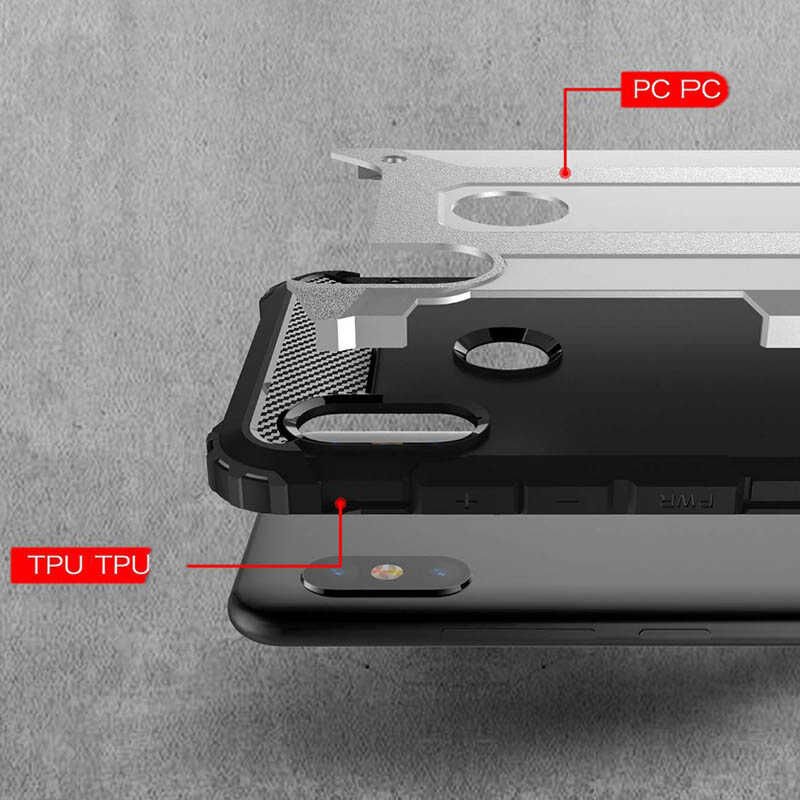 Xiaomi Redmi Note 6 Pro Kılıf Armor Köşe Korumalı Çift Katman Tank Zırh Kapak (CRASH) Siyah