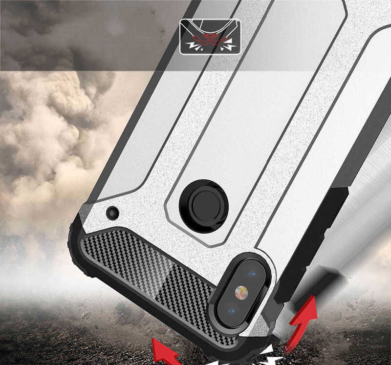 Xiaomi Redmi Note 6 Pro Kılıf Armor Köşe Korumalı Çift Katman Tank Zırh Kapak (CRASH) Siyah