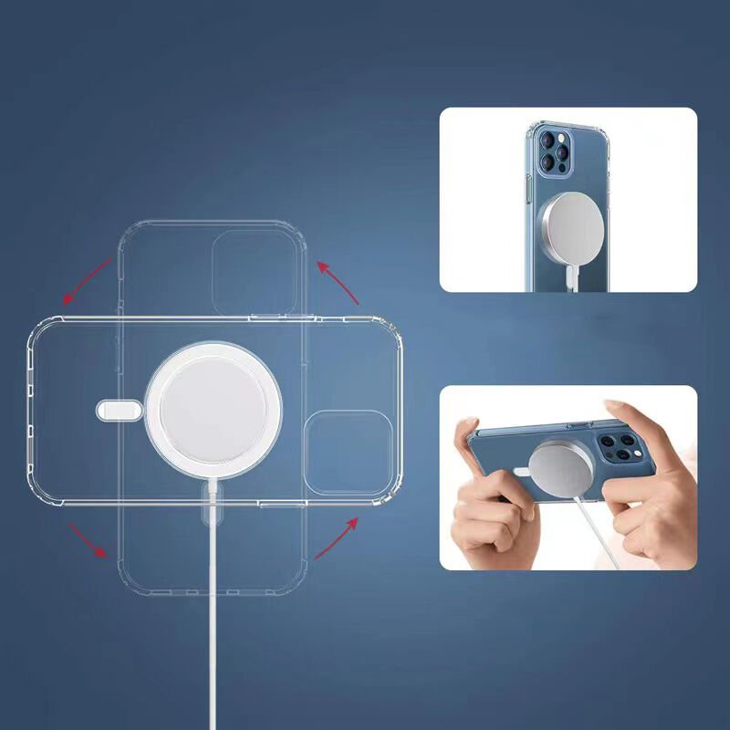 Apple iPhone 11 Kılıf Magsafe Şarj Özellikli Şeffaf Sert PC HEPTEKİLETİŞİM Embos Kapak