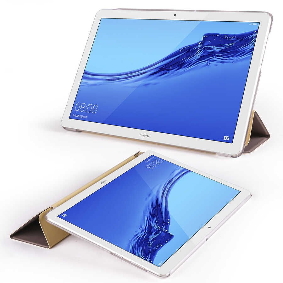 Huawei T5 10 İnc Kılıf Arkası Silikon Pu Deri 360 Koruma (SC.) Mavi