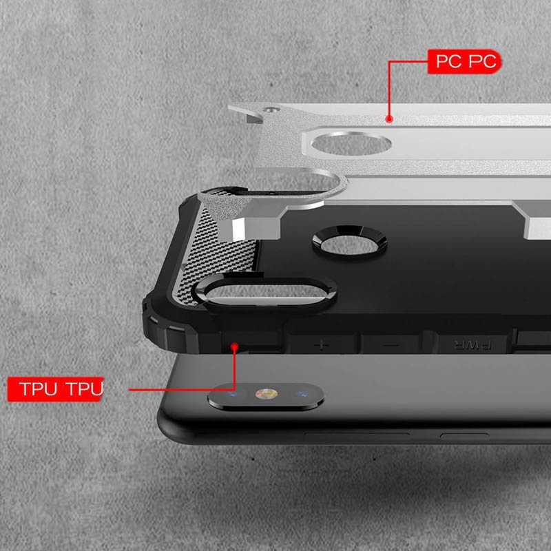Xiaomi Redmi Note 6 Pro Kılıf Armor Köşe Korumalı Çift Katman Tank Zırh Kapak (CRASH) Kırmızı