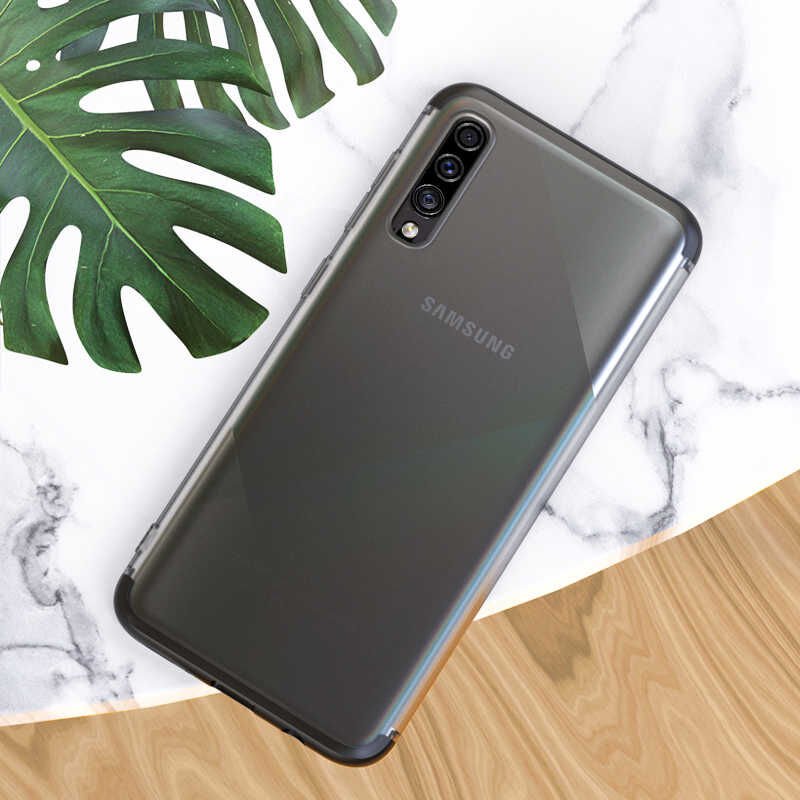 Samsung Galaxy A50 Kılıf Şeffaf Mat Görünümlü Transparan Tasarımlı Kapak (NİLİ) Mavi