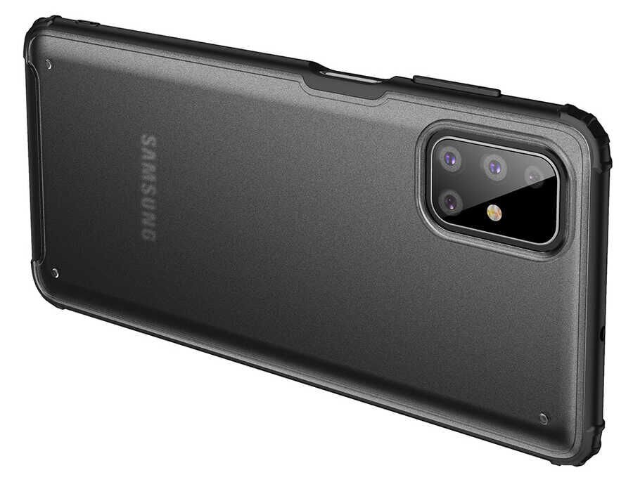 Samsung Galaxy M51 Kılıf Köşe Korumalı Arkası Mat Buzlu Sert Kapak (VOLKS) Siyah