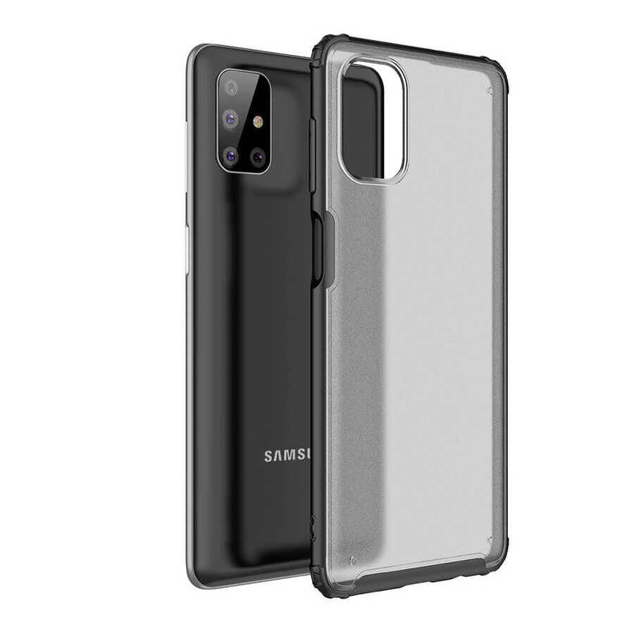 Samsung Galaxy M51 Kılıf Köşe Korumalı Arkası Mat Buzlu Sert Kapak (VOLKS) Siyah