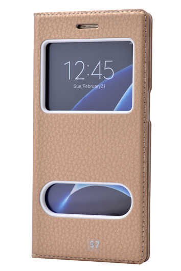 Samsung Galaxy S7 Kapaklı Kılıf Mıknatıslı 360 Tam Korumalı (DOLCE) Pembe Açık