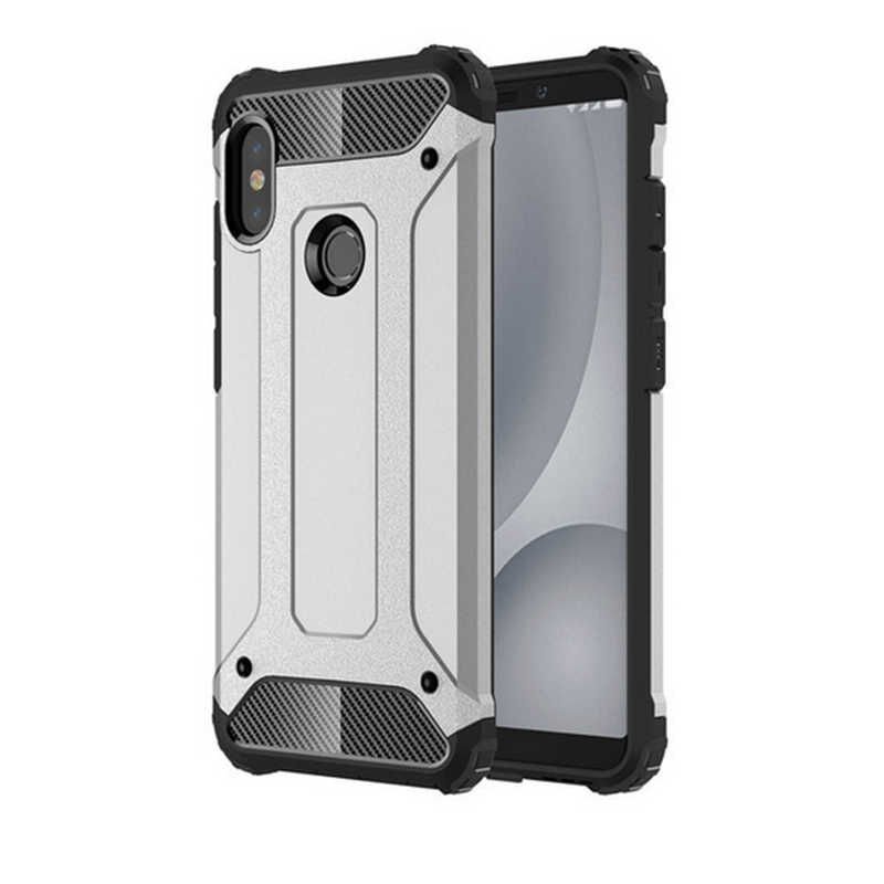 Xiaomi Redmi Note 6 Pro Kılıf Armor Köşe Korumalı Çift Katman Tank Zırh Kapak (CRASH) Mavi