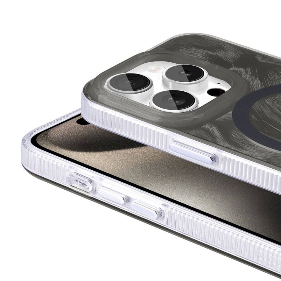 Apple iPhone 15 Pro Kılıf Magsafe Şarj Özellikli Fırça Boya Desenli HEPTEKİLETİŞİM Palet Kapak