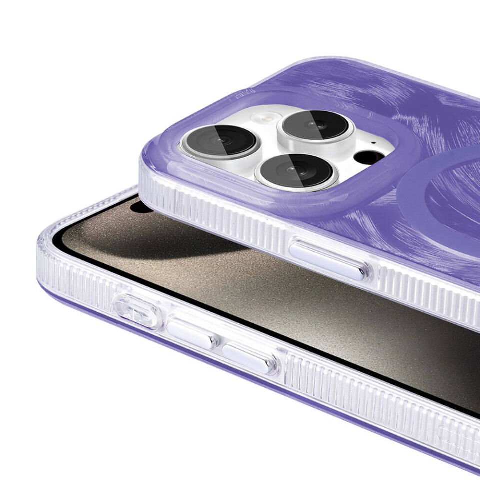 Apple iPhone 15 Pro Kılıf Magsafe Şarj Özellikli Fırça Boya Desenli HEPTEKİLETİŞİM Palet Kapak