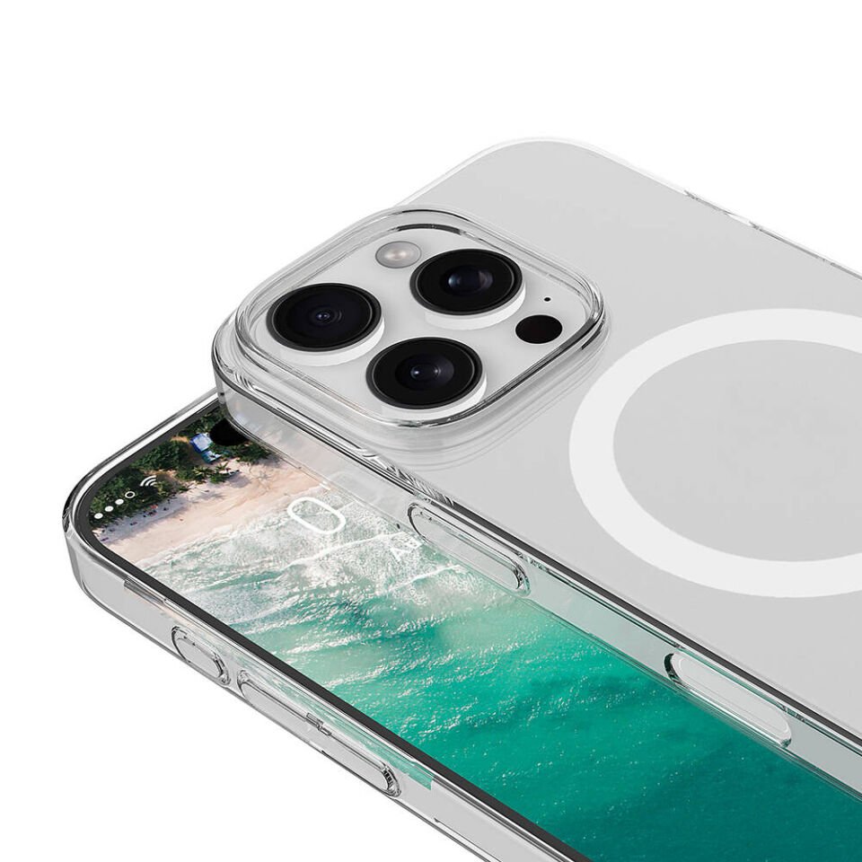 Apple iPhone 16 Pro Max Kılıf HEPTEKİLETİŞİM Magsafe Şarj Özellikli Şeffaf Tek Kamera Çerçeveli Porto Kapak