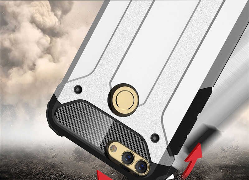 Huawei P Smart Kılıf Armor Köşe Korumalı Çift Katman Tank Zırh Kapak (CRASH) Gold