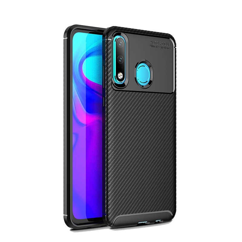 Huawei P30 Lite Kılıf Kamera Çıkıntılı Karbon Fiber Dokulu Renk Atmaz Kapak (NEGRO) Kahverengi