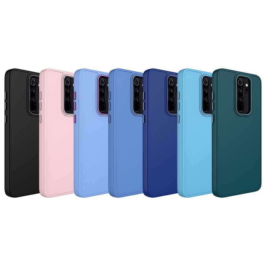 Xiaomi Redmi Note 8 Pro Kılıf Metal Çerçeveli Hassas Butonlu Renkli İçi Kadife Lansman Kapak (LUNA) Koyu Yeşil