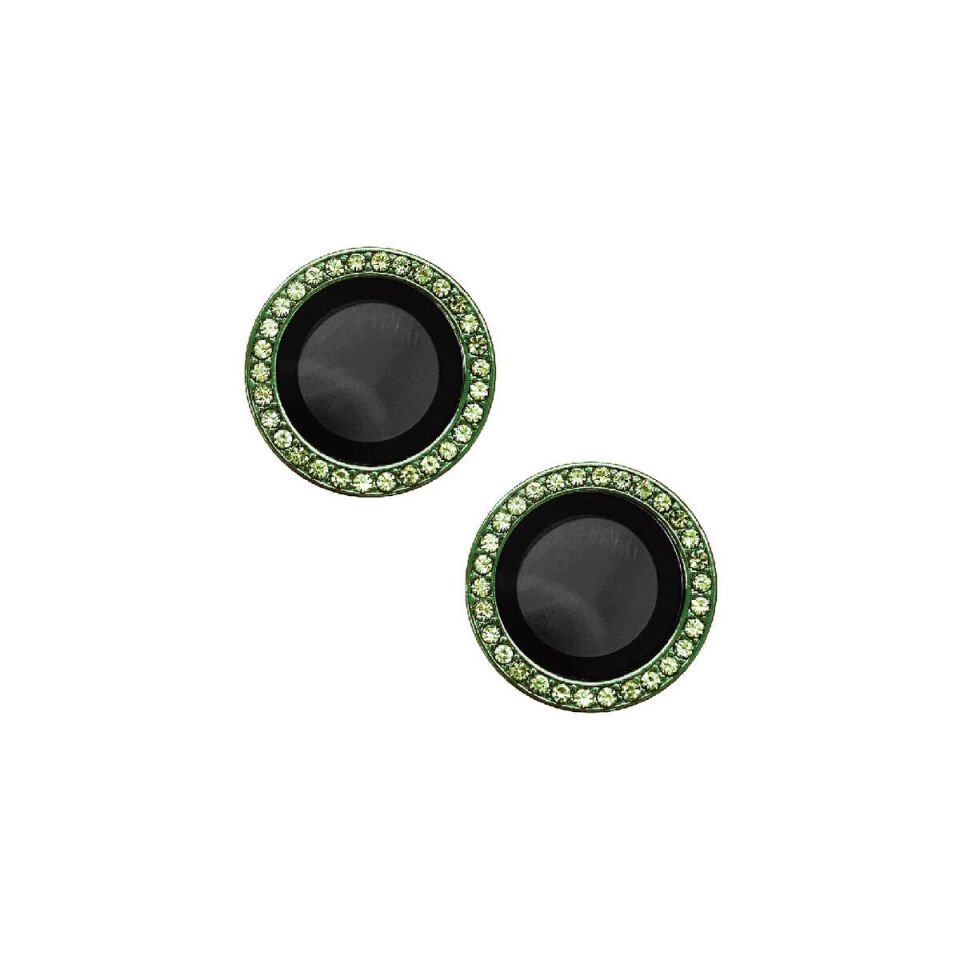 iPhone 15 Plus Kamera Lens Koruyucu Renkli Taşlı Tasarım Kolay Takma Aparatlı (CL-06) Açık Yeşil