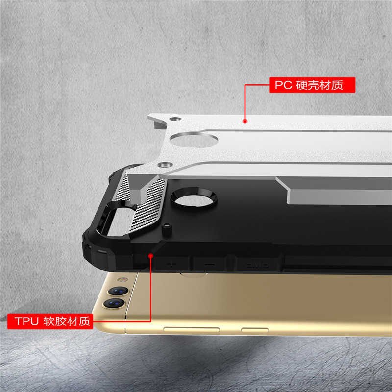 Huawei P Smart Kılıf Armor Köşe Korumalı Çift Katman Tank Zırh Kapak (CRASH) Rose Gold