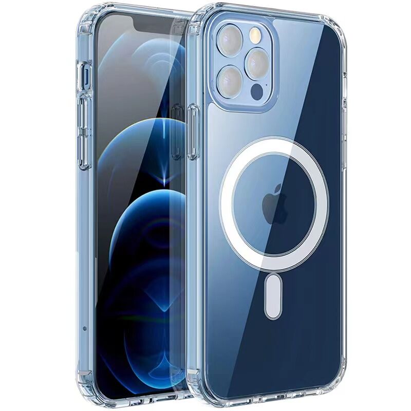 Apple iPhone 12 Pro Max Kılıf Magsafe Şarj Özellikli Şeffaf Sert PC HEPTEKİLETİŞİM Embos Kapak