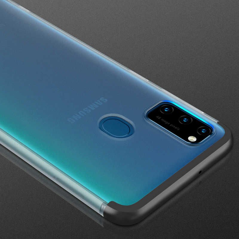 Samsung Galaxy M30S Kılıf Şeffaf Mat Görünümlü Transparan Tasarımlı Kapak (NİLİ) Kırmızı