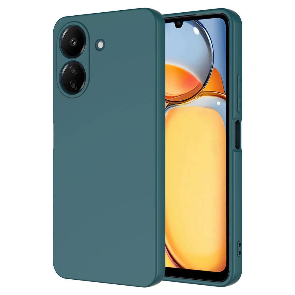Xiaomi Redmi 13C Kılıf Kadife İç Yüzey Yumuşak Dokulu Kamera Korumalı Kapak (MARA) Koyu Yeşil