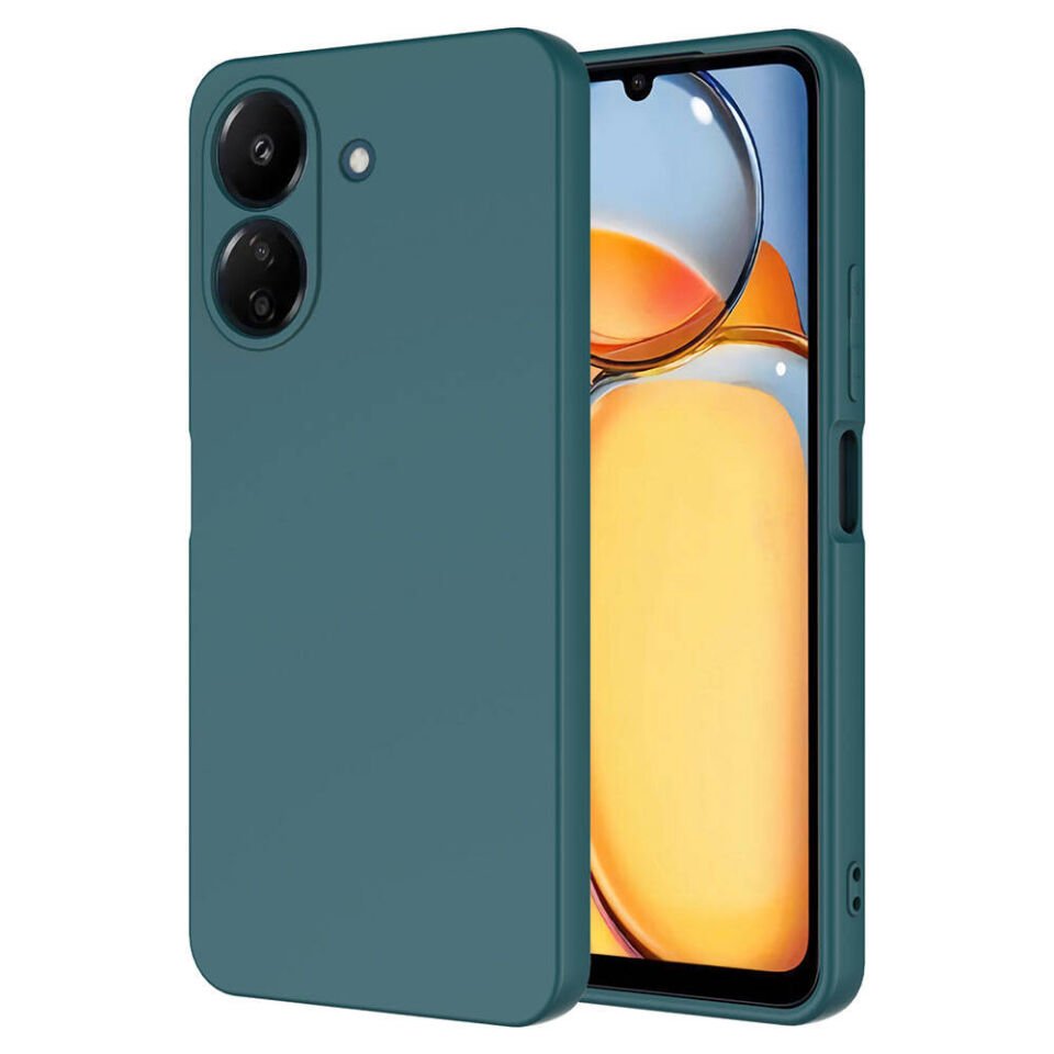 Xiaomi Redmi 13C Kılıf Kadife İç Yüzey Yumuşak Dokulu Kamera Korumalı Kapak (MARA) Koyu Yeşil