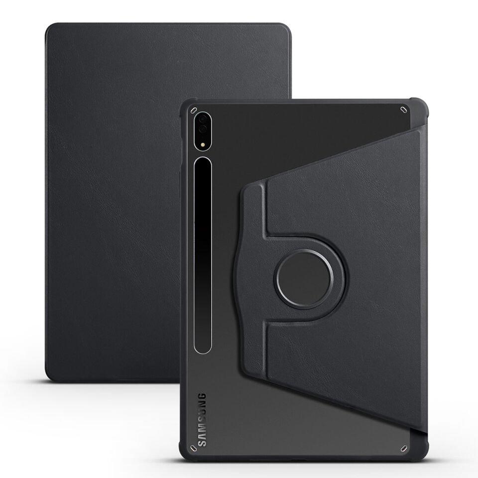 Samsung Galaxy Tab S7 Fe / S7 Plus / S8 Plus 12.4'' Kılıf Kalemlikli Standlı X800 T730 T970 (TER) Siyah