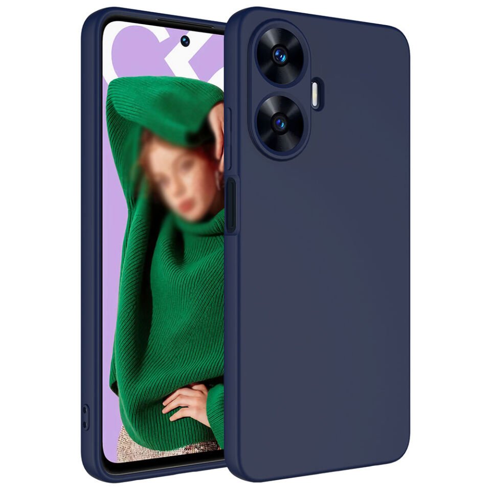 Realme C55 Kılıf Kadife İç Yüzey Yumuşak Dokulu Kamera Korumalı Kapak (MARA) Lacivert