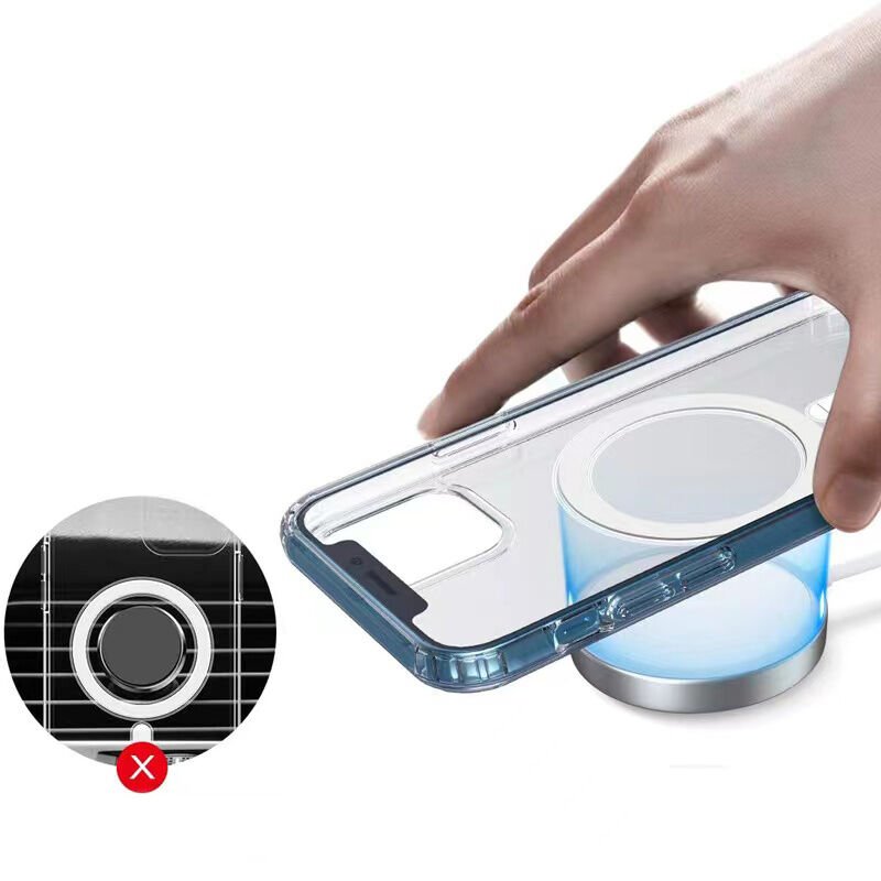 Apple iPhone 13 Pro Max Kılıf Magsafe Şarj Özellikli Şeffaf Sert PC HEPTEKİLETİŞİM Embos Kapak