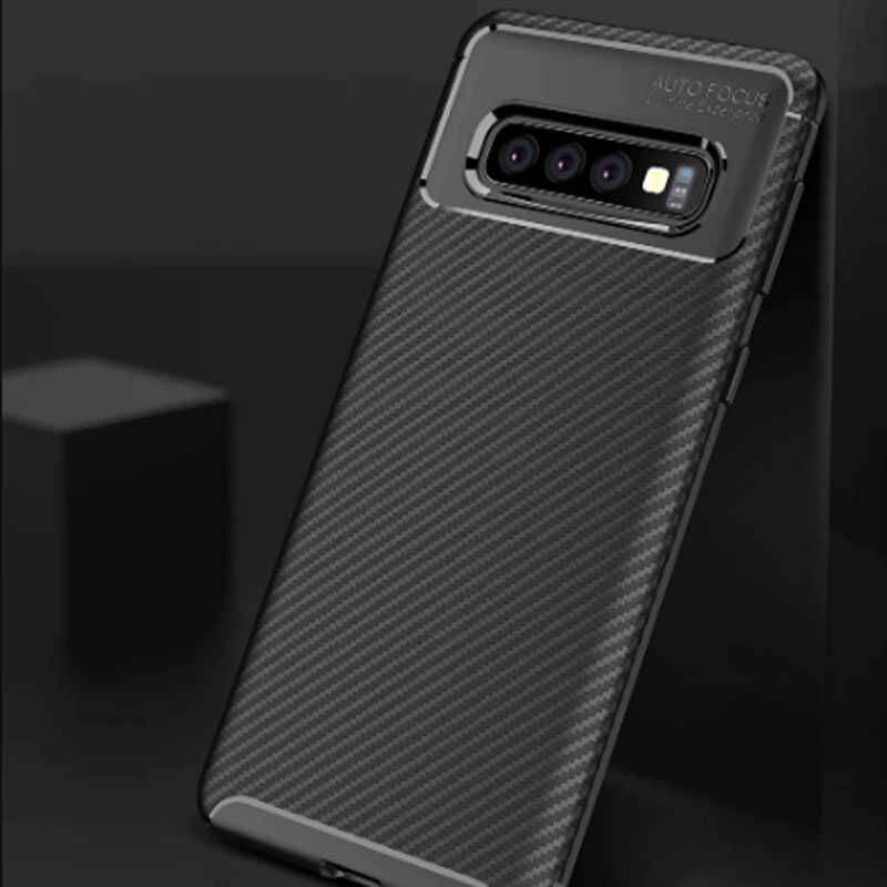 Samsung Galaxy S10E Kılıf Kamera Çıkıntılı Karbon Fiber Dokulu Renk Atmaz Kapak (NEGRO) Lacivert