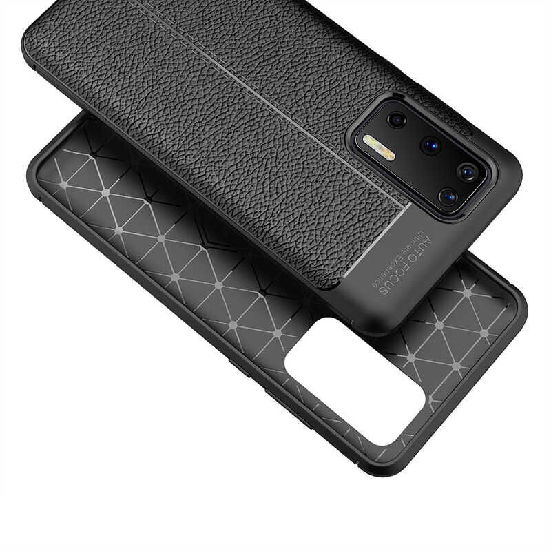 Huawei P40 Kılıf Deri Görünümlü Renk Atmayan Dayanaklı Silikon Kapak (NİSS) Kırmızı