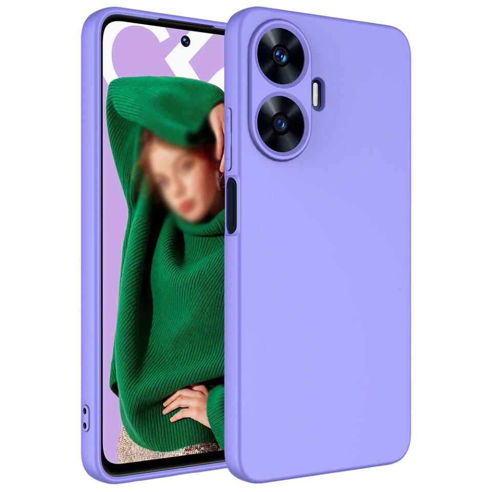 Realme C55 Kılıf Kadife İç Yüzey Yumuşak Dokulu Kamera Korumalı Kapak (MARA) Lila