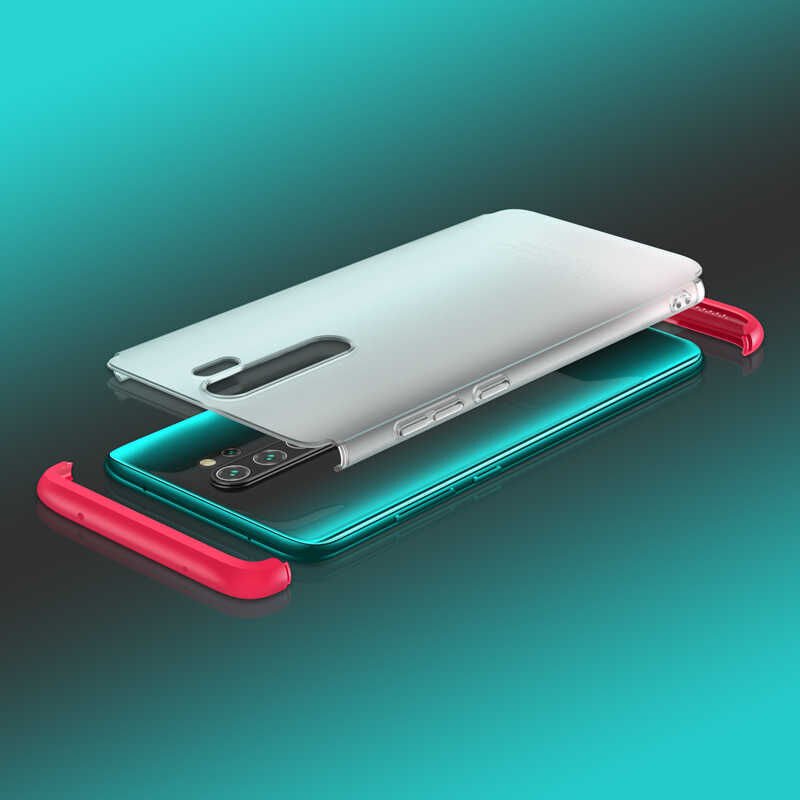 Xiaomi Redmi Note 8 Pro Kılıf Şeffaf Mat Görünümlü Transparan Tasarımlı Kapak (NİLİ) Kırmızı