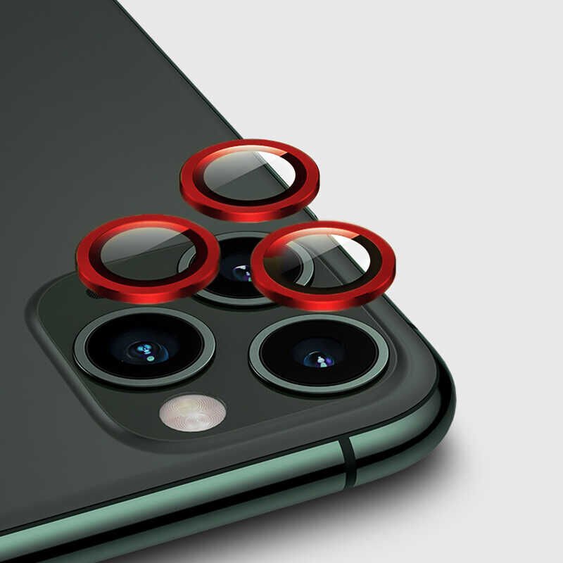Apple iPhone 12 Pro Kamera Lens Koruyucu Kolay Takma Aparatlı (CL-02) Kırmızı