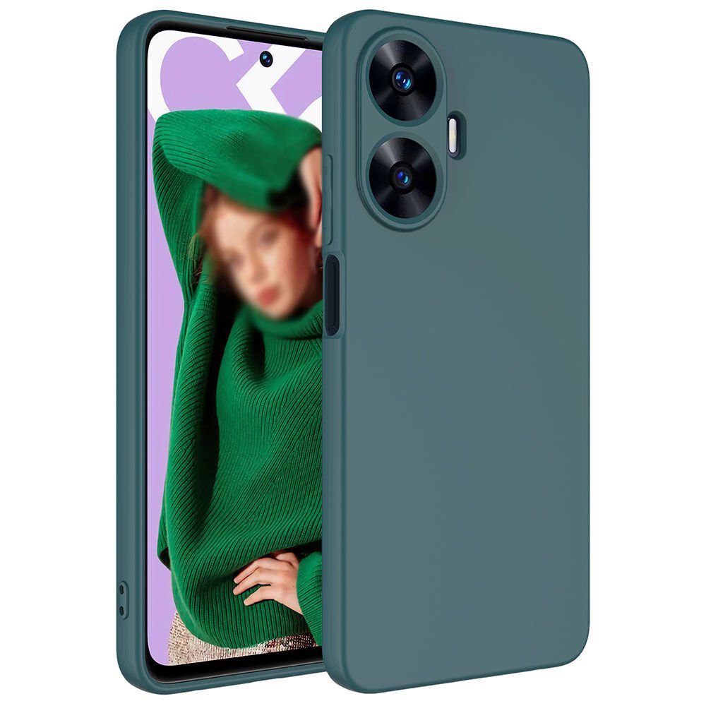 Realme C55 Kılıf Kadife İç Yüzey Yumuşak Dokulu Kamera Korumalı Kapak (MARA) Koyu Yeşil