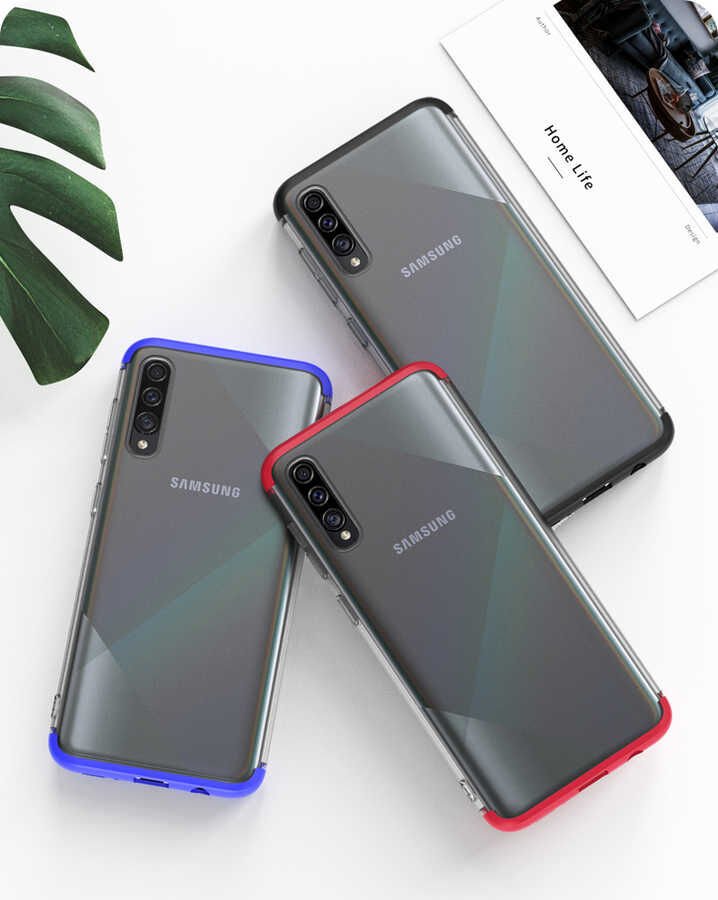Samsung Galaxy A30S Kılıf Şeffaf Mat Görünümlü Transparan Tasarımlı Kapak (NİLİ) Siyah