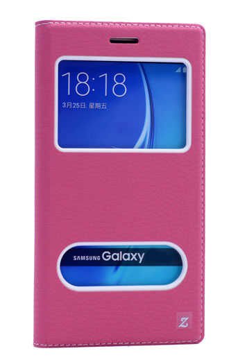 Samsung Galaxy On5 Kapaklı Kılıf Mıknatıslı 360 Tam Korumalı (DOLCE) Pembe Koyu