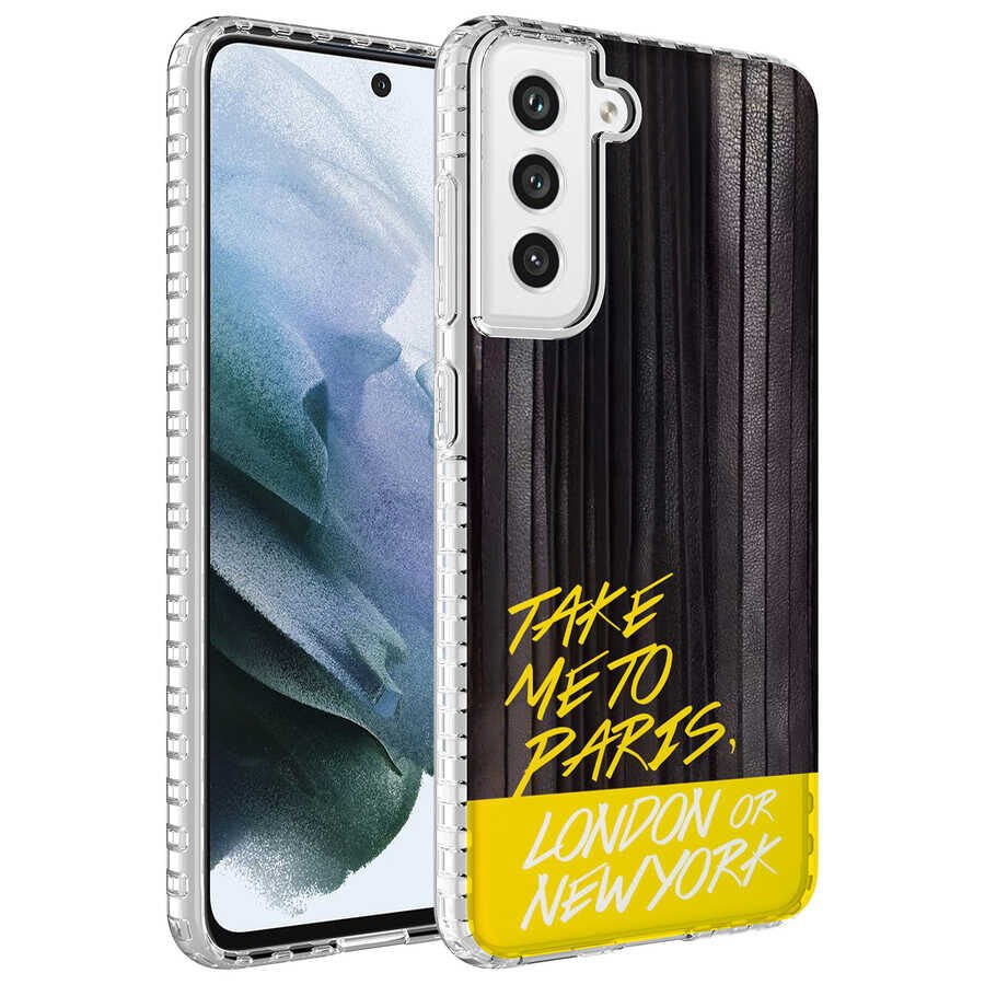 Samsung Galaxy S21 FE Kılıf Kamera Çıkıntılı Airbag Kenarlı Darbe Emici Desenli Kapak (ELEGANS) NO3
