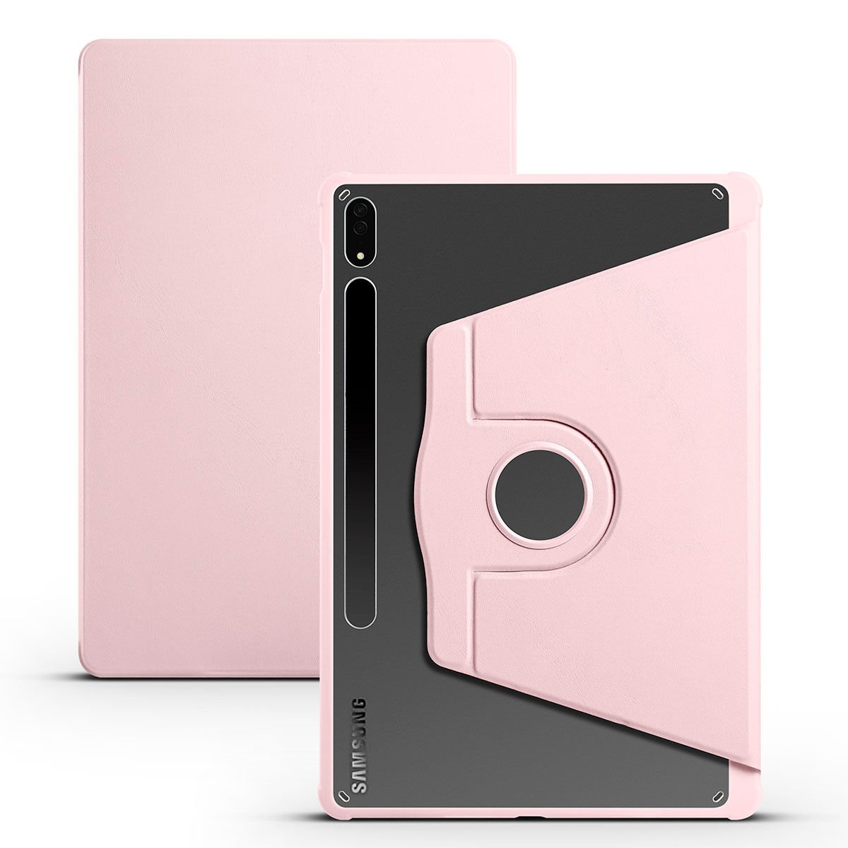 Samsung Galaxy Tab S7 Fe / S7 Plus / S8 Plus 12.4'' Kılıf Kalemlikli Standlı X800 T730 T970 (TER) Pembe