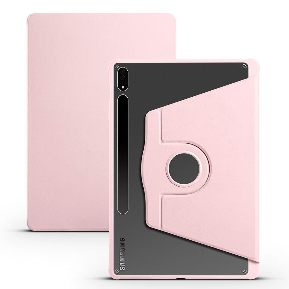 Samsung Galaxy Tab S7 Fe / S7 Plus / S8 Plus 12.4'' Kılıf Kalemlikli Standlı X800 T730 T970 (TER) Pembe