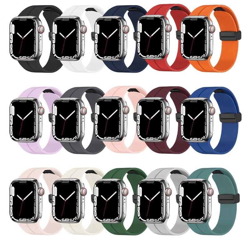Apple Watch Seri 2/3/4/5/6/7/8/se 41/40/38mm Magnetic Tokalı A+ Kalite Sport Silikon Kordon (KRD-84) Stone