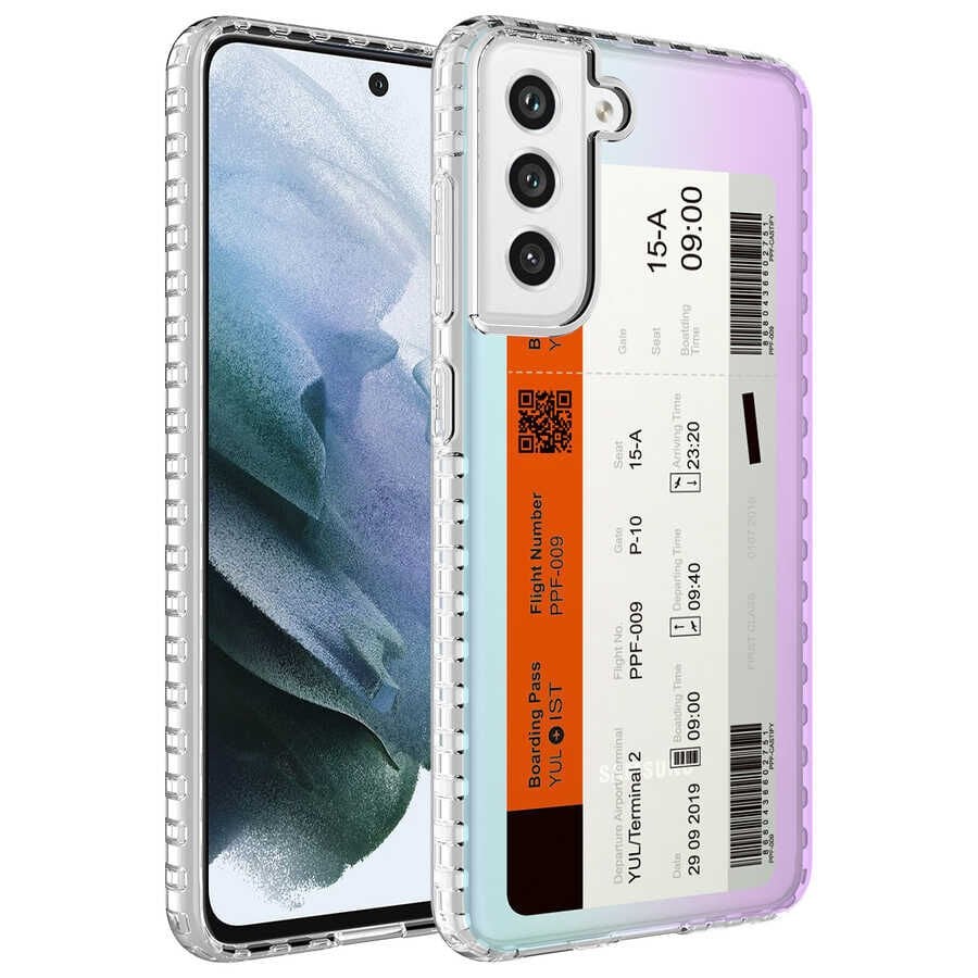 Samsung Galaxy S21 FE Kılıf Kamera Çıkıntılı Airbag Kenarlı Darbe Emici Desenli Kapak (ELEGANS) NO1