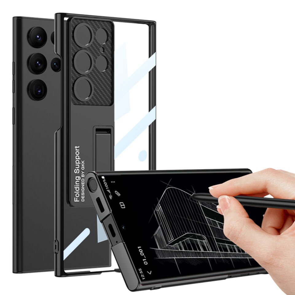 Samsung Galaxy S23 Ultra Kılıf Kamera Korumalı Şeffaf Tasarımlı HEPTEKİLETİŞİM Lego Standlı Kapak