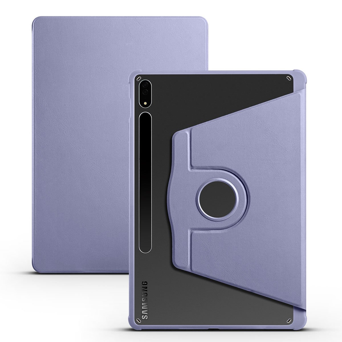 Samsung Galaxy Tab S7 Fe / S7 Plus / S8 Plus 12.4'' Kılıf Kalemlikli Standlı X800 T730 T970 (TER) Lavendery Gray