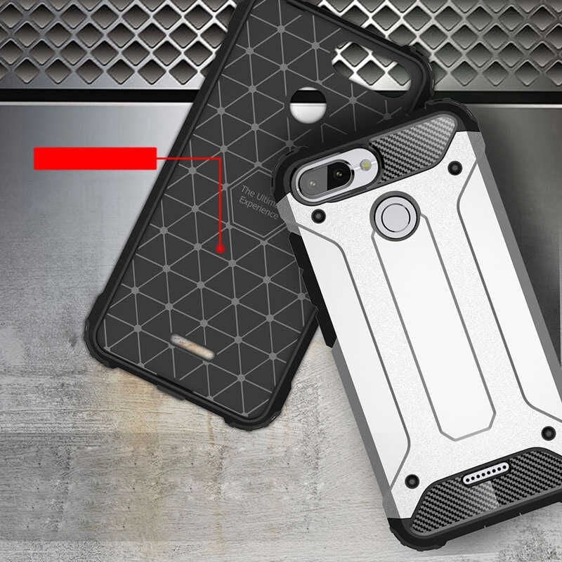 Xiaomi Redmi 6 Kılıf Armor Köşe Korumalı Çift Katman Tank Zırh Kapak (CRASH) Kırmızı