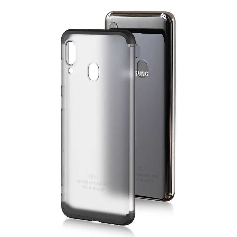 Samsung Galaxy A20 Kılıf Şeffaf Mat Görünümlü Transparan Tasarımlı Kapak (NİLİ) Siyah