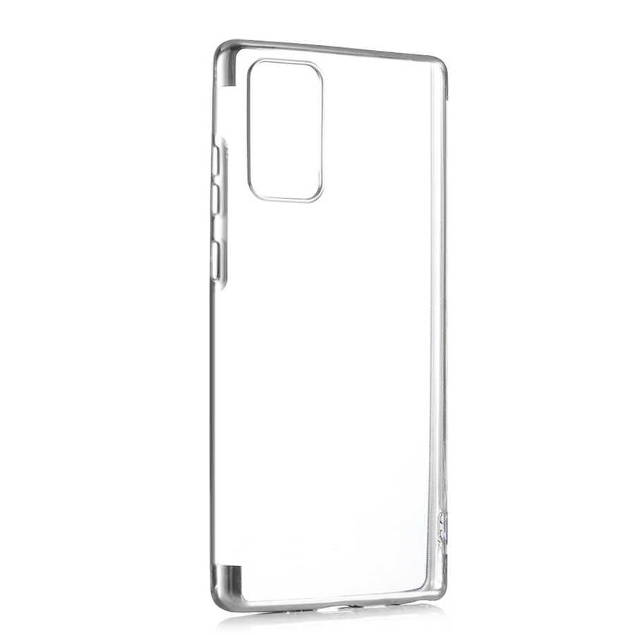 Samsung Galaxy Note 20 Ultra Kılıf Dört Köşe Renkli Lazer Şeffaf Silikon Kapak (GLİTTER) Gri
