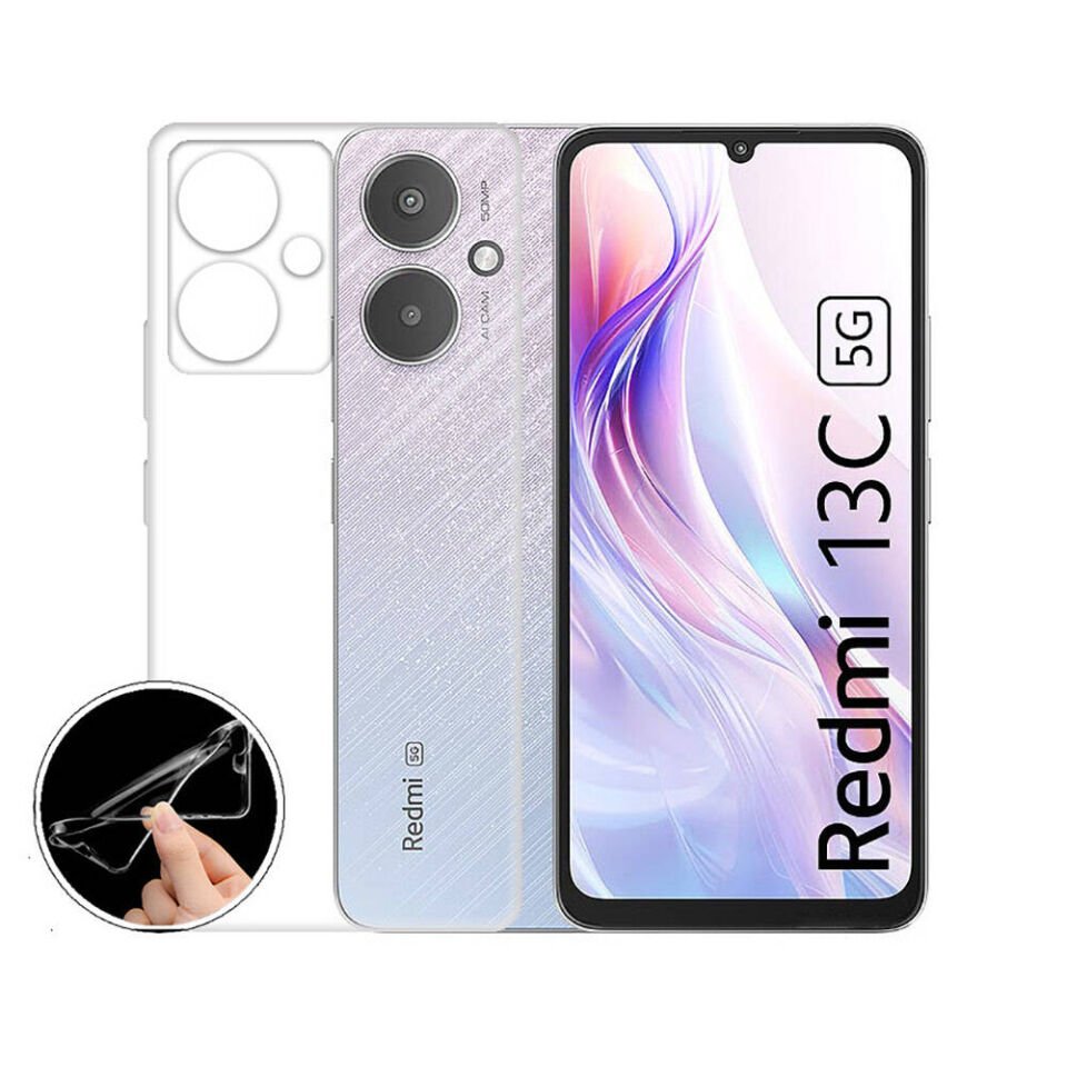 Xiaomi Redmi 13C Şeffaf Kılıf Yumuşak İnce Tasarımlı Kapak (SÜPER) Renksiz