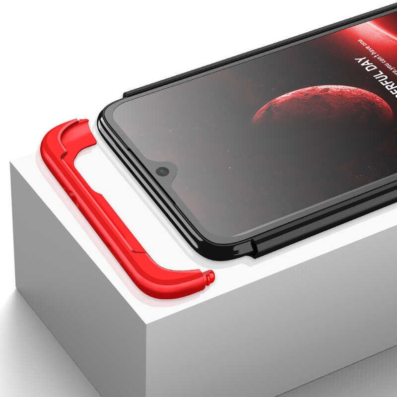Xiaomi Poco M3 Kılıf 360 Tam Koruma Ön Ve Arka Sert Mika Kapak Orjinal Ays Gkk Kapak Siyah-Kırmızı