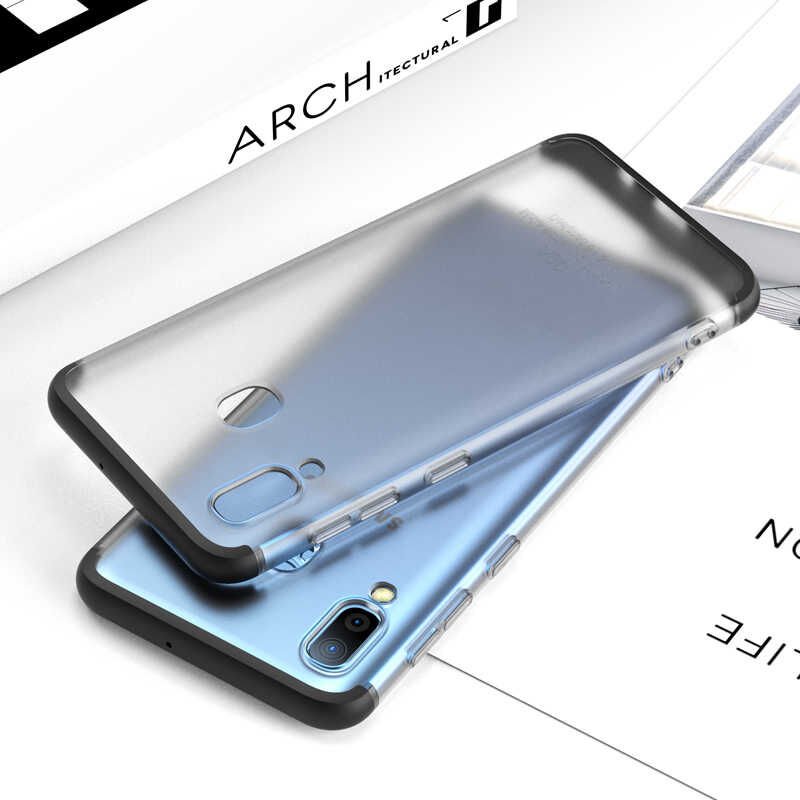 Samsung Galaxy A30 Kılıf Şeffaf Mat Görünümlü Transparan Tasarımlı Kapak (NİLİ) Siyah
