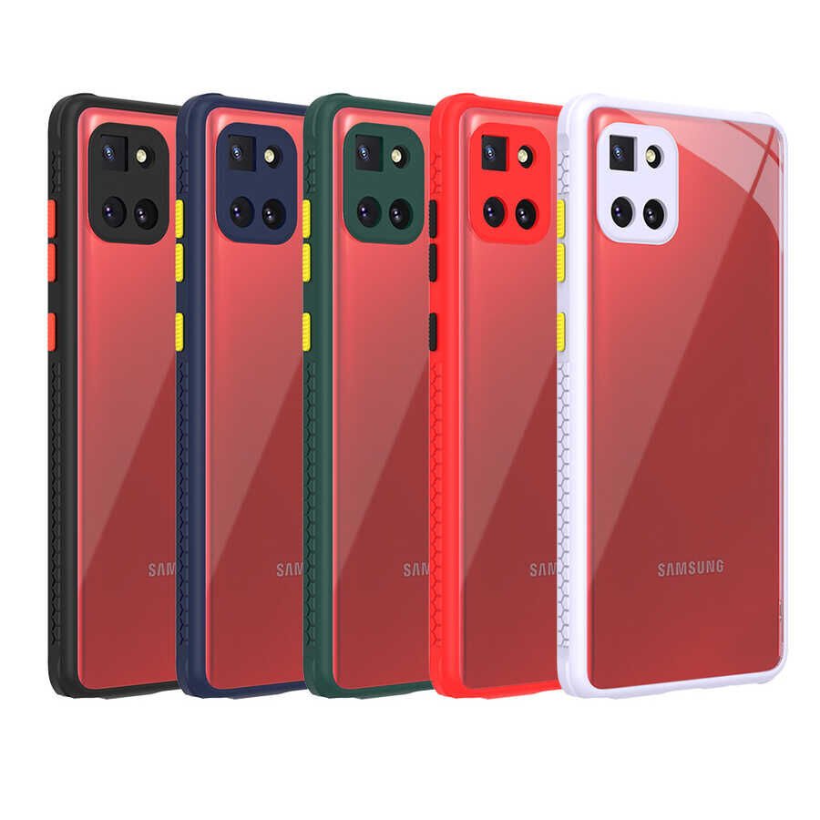 Samsung Galaxy A81 (Note 10 Lite) Kılıf Köşe Kamera Korumalı Arkası Şeffaf Renkli Tuşlu Kapak (KAFF) Mor