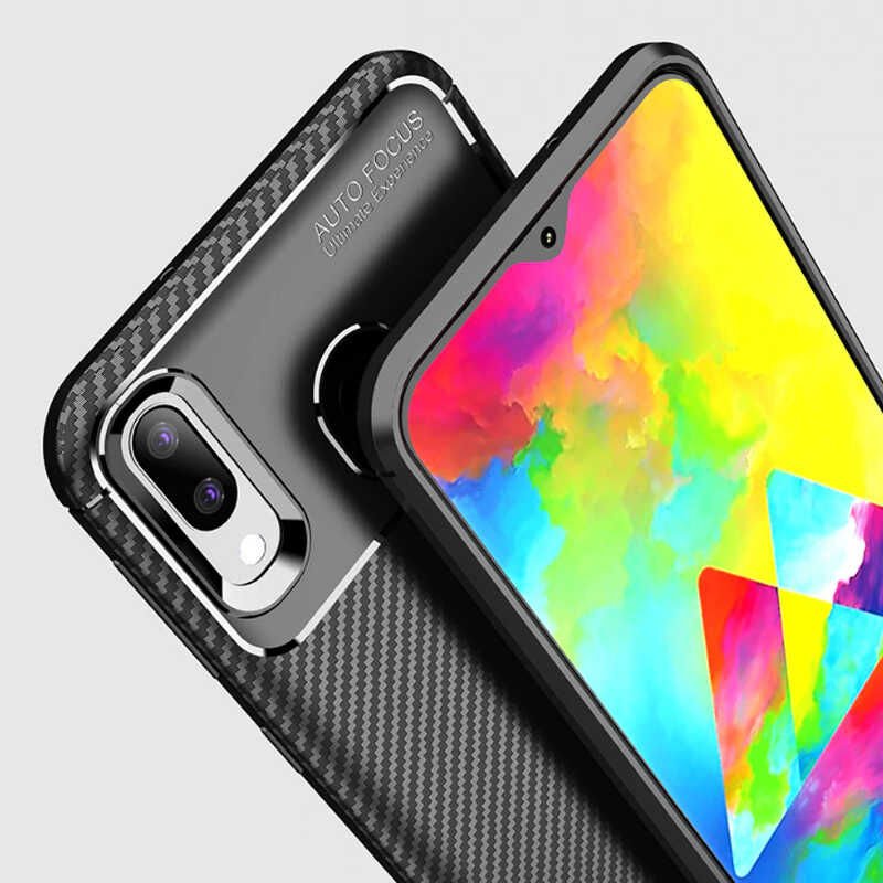 Huawei Y7 Prime 2019 Kılıf Kamera Çıkıntılı Karbon Fiber Dokulu Renk Atmaz Kapak (NEGRO) Kahverengi