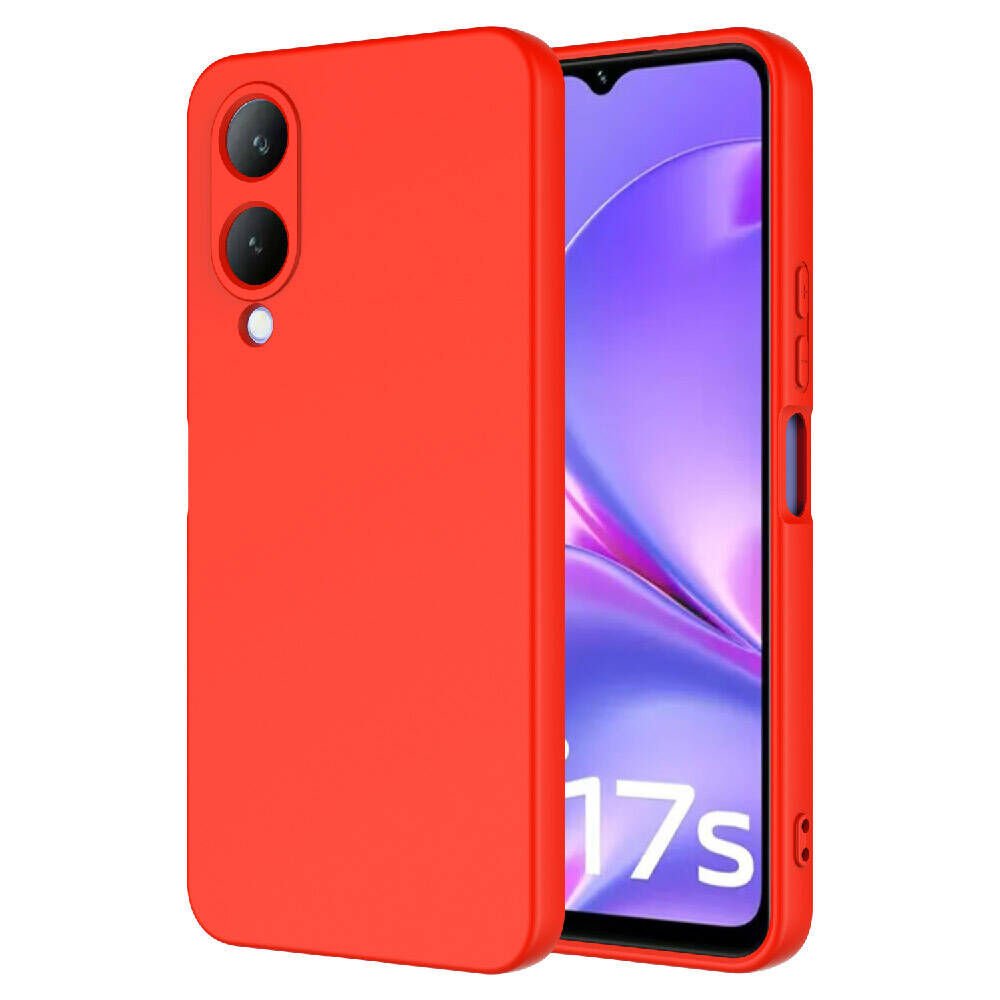 Vivo Y17S Kılıf Kadife İç Yüzey Yumuşak Dokulu Kamera Korumalı Kapak (MARA) Kırmızı