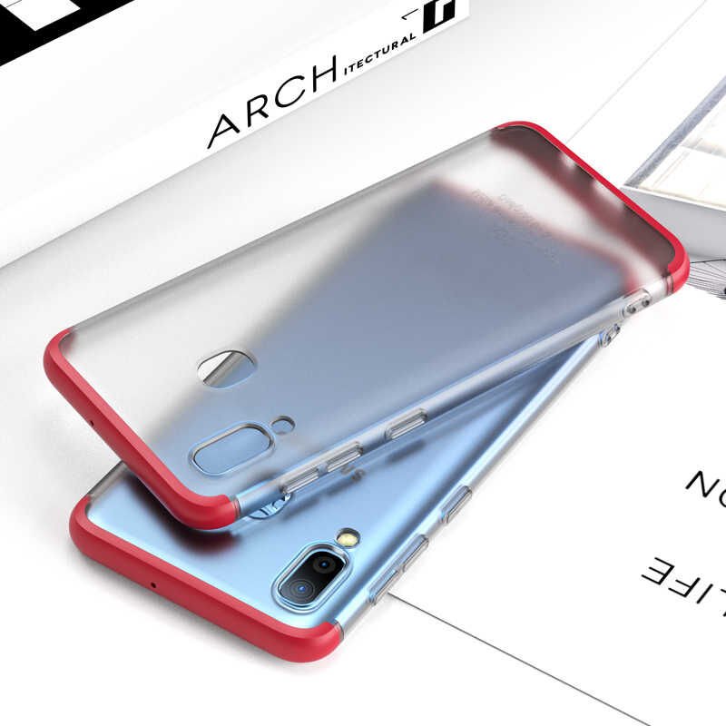 Samsung Galaxy A30 Kılıf Şeffaf Mat Görünümlü Transparan Tasarımlı Kapak (NİLİ) Kırmızı